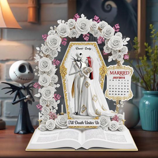 Personalized Jack & Sally Couple Acrylic Plaque Wedding Anniversary Gift Decor