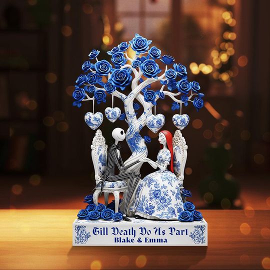 Personalized Jack & Sally Couple Acrylic Plaque Wedding Anniversary Gift Decor