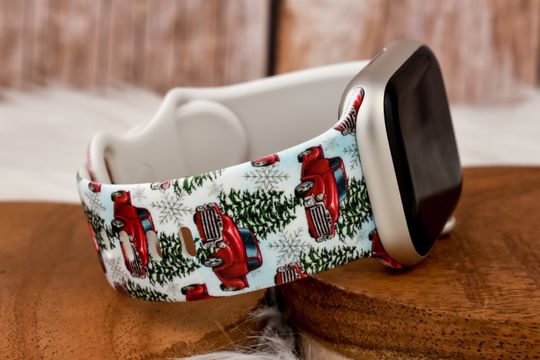 Discover Red Truck Christmas Tree Watch Band for Apple Watch, Fitbit, Samsung, Garmin