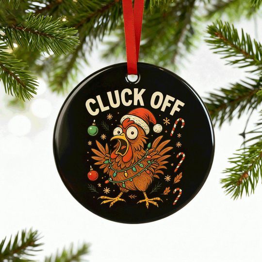Discover F-caw-f Chicken Christmas Ceramic Ornament - Ceramic Holiday Keepsake