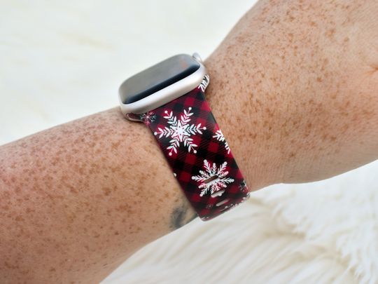 Discover Buffalo Plaid Snowflakes Watch Band for Apple Watch Fitbit Samsung Garmin