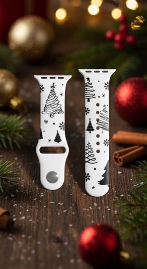 Discover Christmas Tree Engraved Watch Band