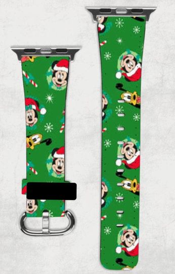 Discover Mickey Mouse Christmas Pluto Apple Watch Band NEW 38/40/41 & 42/44/45 Disney