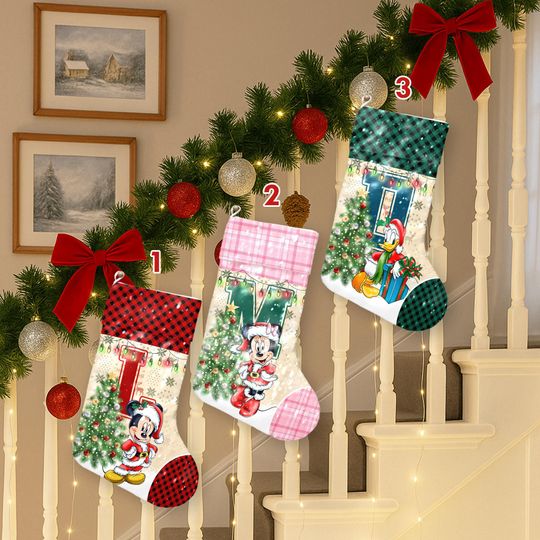Discover Personalize Mickey Donald Xmas Stocking, Mickey Mouse Christmas Stockings, Mickey And Friends Christmas Socks Home Decoration