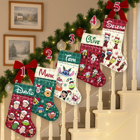 Discover Personalized Mickey And Friends Xmas Stocking, Custom Toy Story Stockings, Pooh Starwars Christmas Socks Home Decoration, Disney Stocking