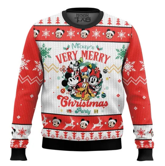 Discover Holiday Ugly Christmas Sweater Inspired by Cartoon Mouse Festive Party Theme