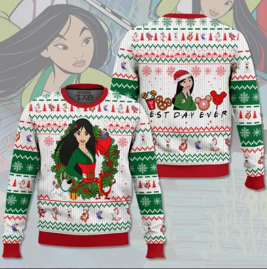 Discover Funny Princess Inspired Ugly Christmas Sweater Mulan Theme Holiday Pullover