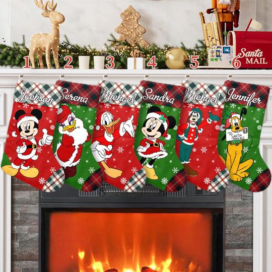 Discover Mouse And Friends Santa Claus Xmas Stocking, Mickey Mouse Christmas Stockings, Mickey And Friends Christmas Socks Home Decoration