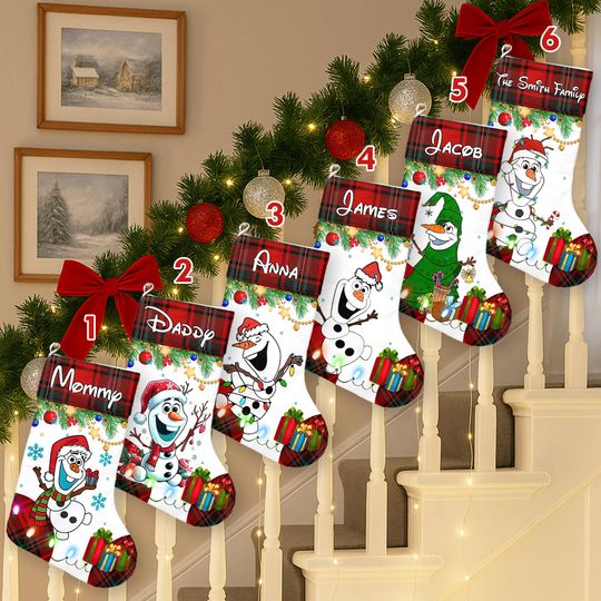 Olaf Snowman Xmas Stocking, Olaf Character Frzen Christmas Stockings, Olaf Christmas Socks Home Decoration, Custom Name Stockings