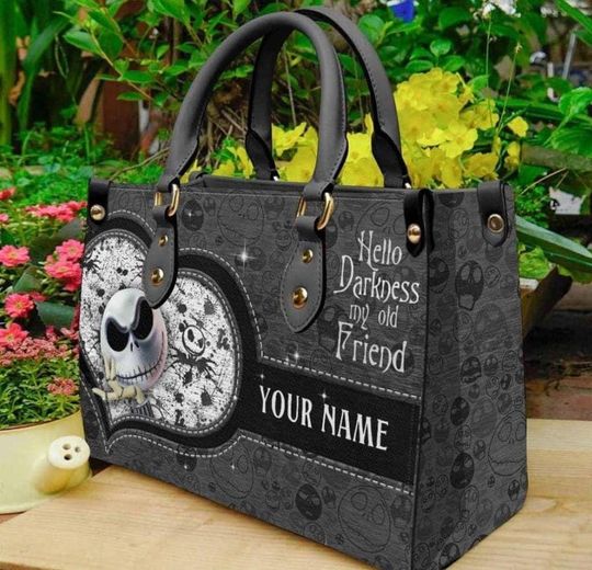 Hello My Darkness My Old Friend Women Leather Bag, Nightmare Leather Handbag, Jack Sally Women Handbag, Christmas Gifts