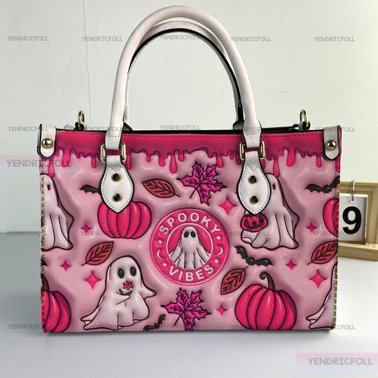 Discover Halloween Spooky Season Women Leather Bag, Halloween Leather Handbag, Halloween Bags and Purses, Halloween Women Purses, Custom Leather Bag