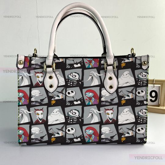 Nightmare Before Christmas Women Leather Bag, Nightmare Leather Handbag, Jack and Sally Women Handbag, Christmas Gifts