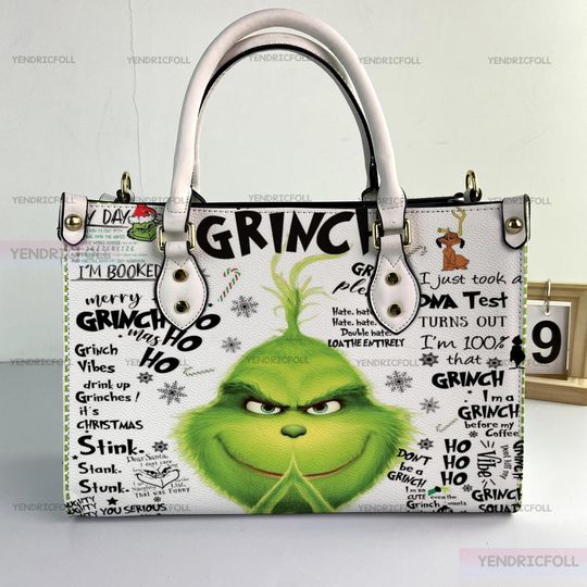 Merry Grin Women Leather Bag, funny character Leather Handbag, funny character Bag for Women, Christmas Gift