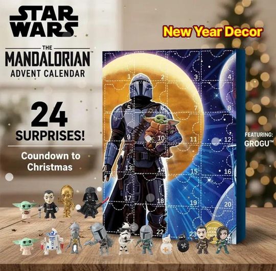 Star Wars Advent Calendar 2025 The Mandalorian Grogu & Mando Mini Figures Acrylic Decor Countdown to Christmas