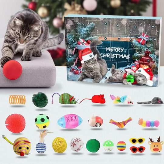 Discover Acrylic Advent Calendar Blind Box Cat Toy 2024 – 24 Day Christmas Countdown Holiday Gift for Cat Lovers