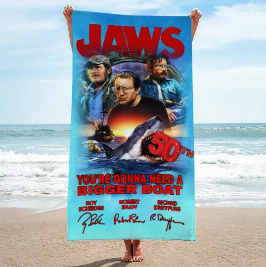 Jaws 50th Anniversary Signature Rectangle Beach Towel