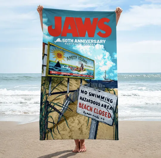 Jaws 50th Anniversary Rectangle Beach Towel