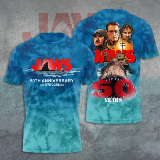 Discover Jaws 50th Anniversary 1975-2025 3D All-Over Print T-Shirt