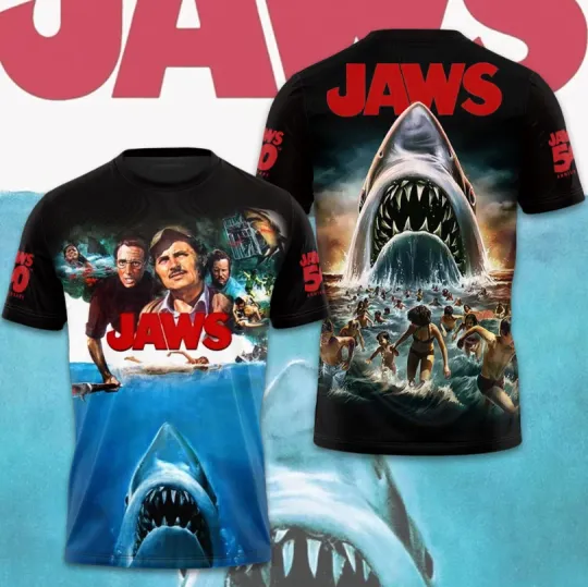 Jaws 50 Years 1975-2025 3D All-Over Printed T-Shirt