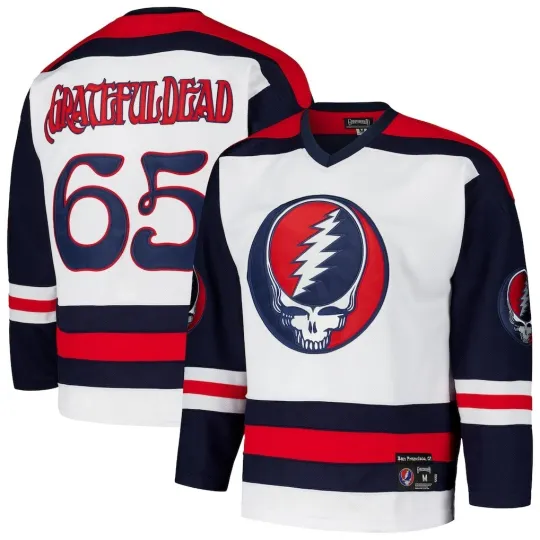 The Grateful *Dead Stealie Hockey Jersey - White Fanmade