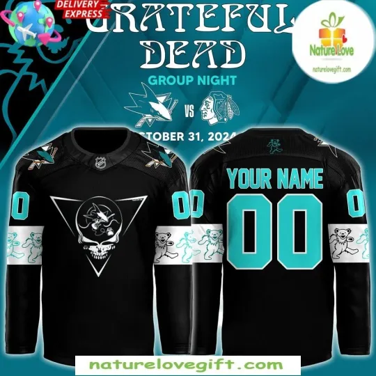 Grate*ful Dead San Jose Shark 2025 Hockey Jersey Size