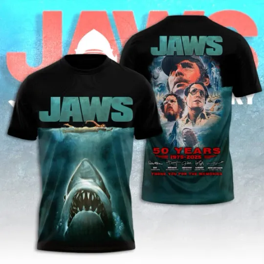 Discover Jaws 50th Anniversary 1975-2025 Unisex 3D T-Shirt