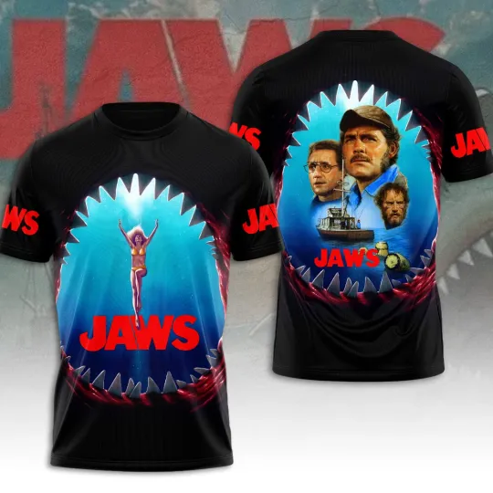 Jaws 50th Anniversary 1975-2025 3D Unisex Printed T-Shirt