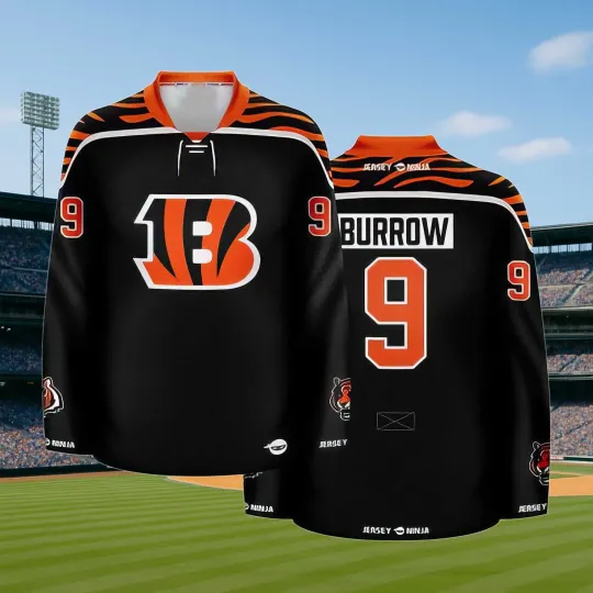 Discover Cincinnati Benngal Black Burrow Crossover Hockey Jersey 2025