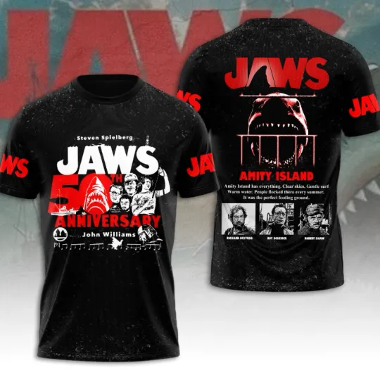 Jaws 50th Anniversary John Williams 3D Printed T-Shirt