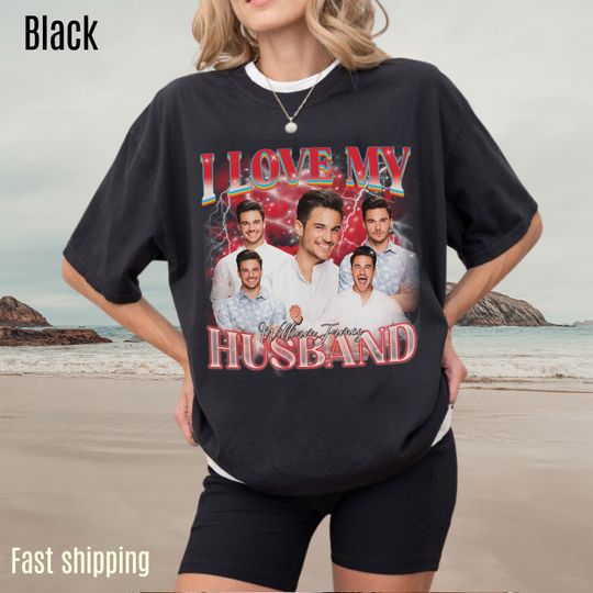Discover Custom I Love My Husband Shirt, Customized Photo Bootleg Rap Tee Valentine Matching Couple Shirt Custom Image Shirt Gif From Husband, CC1359
