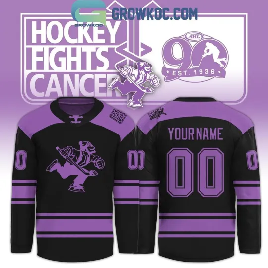 Discover Abbotsford Canuck x Hockey Fights Cancer 2025 Black Custom Hockey Jersey