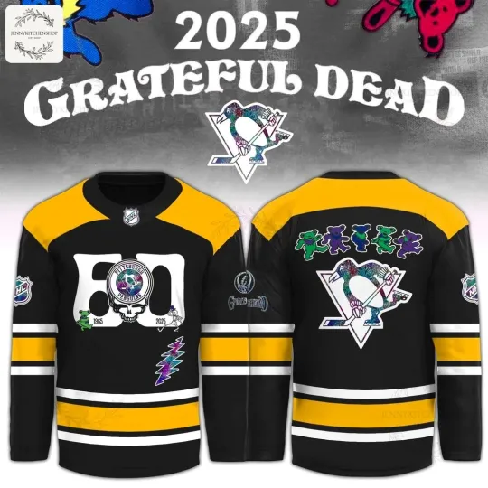 Discover Pittsburgh Penguin Grate*ful Dead 60th Anniversary 2025 AHL Hockey Jersey