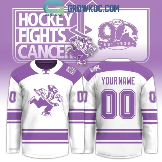 Discover Abbotsford Canuck x Hockey Fights Cancer 2025 White Hockey Jersey Size XS-5XL