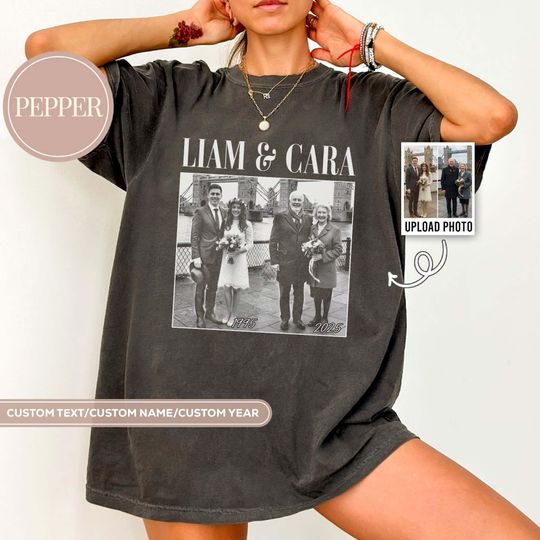 Comfort Colors Anniversary Shirt, Custom Then and Now Photos Shirt for Couple, Wedding Anniversary Keepsake, Gift for Parents Grandparents