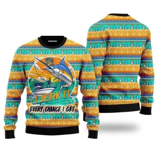 Discover Fishing I Jerk It Every Change I Get Ugly Sweater Partyugly sweater ideas  Ugly