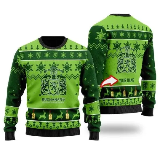 Discover Custom Name Funny BuchananS Whisky Custom Ugly Christmas Sweater Jumpers