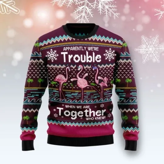 Discover Flamingo Trouble T289Ugly Sweater Partyugly sweater ideas Ugly Christmas Sw