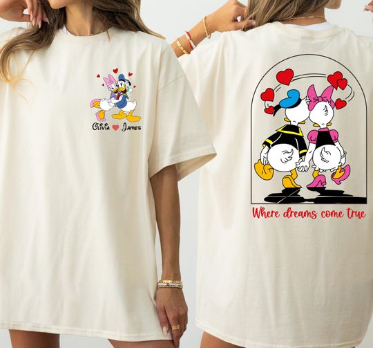 Discover Custom Valentine's T-Shirt, Disney Couples Shirt, Disney Honeymoon Shirt, Daisy And Donald Love Shirt, Custom Daisy & Donald