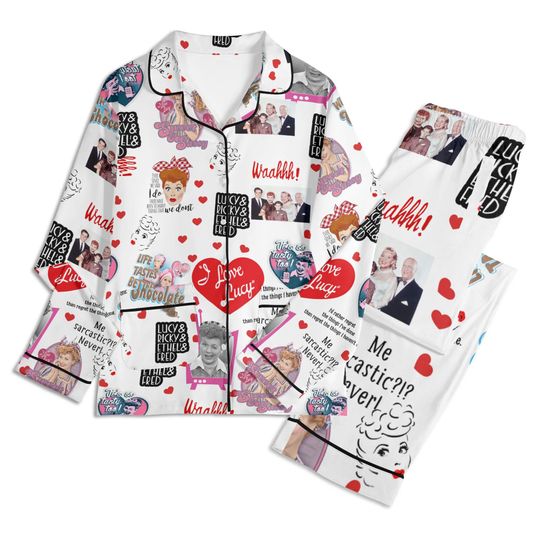 I Love Lucy Sitcom Pajamas Set, Adult Pajamas Set, I Love Lucy Gift, Lounge & Sleepwear