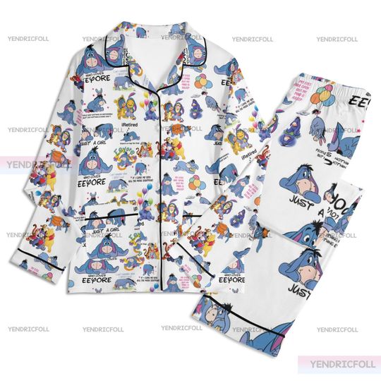 Winnie The Pooh Eeyore Pajamas Set, Eeyore Pajamas, Adult Pajamas Set, Christmas Gift