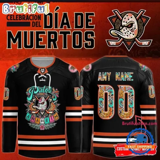 Discover Anaheim Duck Dia De Los Muertos 2025 Hockey Jersey Custom Name And Number