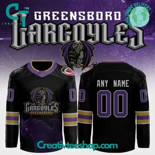 Discover Greensboro Gargoyle Special 2025 Custom Name And Number Hockey Jersey