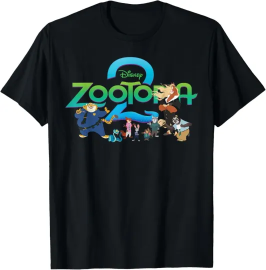 Discover Disney Zootopia 2 Illustrated Characters and Logo T-Shirt