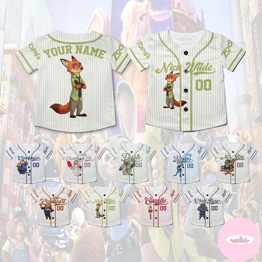 Discover Personalized Disney Zootopia Baseball Jersey, Zootopia 2 Movie Judy Hopps Nick Wilde Animal Kids Youth Adult, Zootopia Family Trip Matching