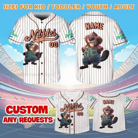 Discover Custom Zootopia Nibbles Maplestic Jersey, Disney Nibbles Baseball Jersey, Nibbles Maplestic Costume Shirt, Custom Zootopia Gift Shirt
