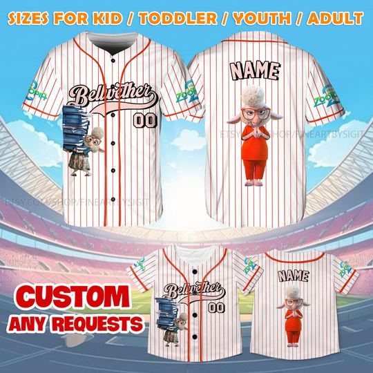 Discover Custom Zootopia Dawn Bellwether Jersey, Disney Dawn Bellwether Costume Jersey, Zootopia Group Matching Shirt, Disney Baseball Fan Gift