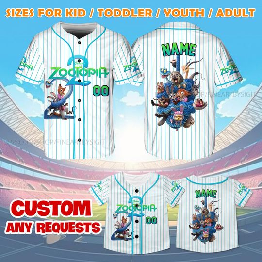 Discover Custom Zootopia All Characters Jersey Shirt, Disney Nick Judy Finnick Baseball Jersey, Zootopia Team Shirt, Disney Family Matching Jersey