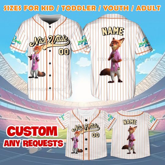 Discover Custom Zootopia Nick Wilde Baseball Jersey, Disney Nick Wilde Costume Jersey, Nick Wilde Cosplay, Zootopia Team Shirt, Disney Trip Shirt