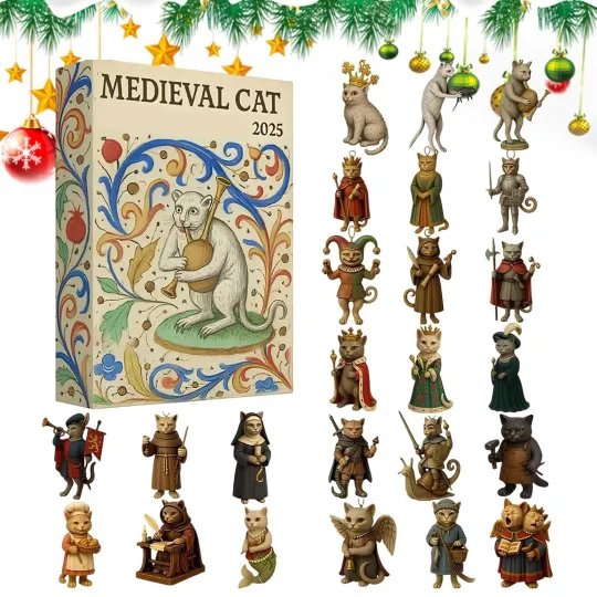 Discover Medieval Cat Advent Calendar 2025 24 Days Christmas Holiday Giffts Countdown