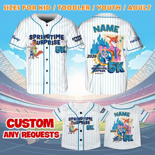 Discover Springtime Surprise Weekend Jersey Shirt, runDisney 5K Zootopia Judy Hopps Nick Wilde Jersey, Disney Running Shirt, Zootopia Fan Gift